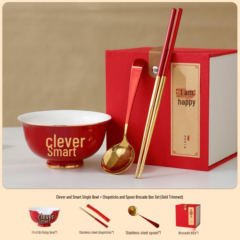 Clever Baby Red Ceramic Dining Gift Set