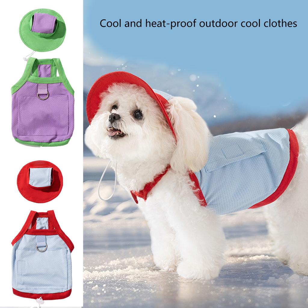 Breathable Dog Cooling Vest Sun Hat Set for Hot Weather Wear Outdoor Activity Large Pet Apparel