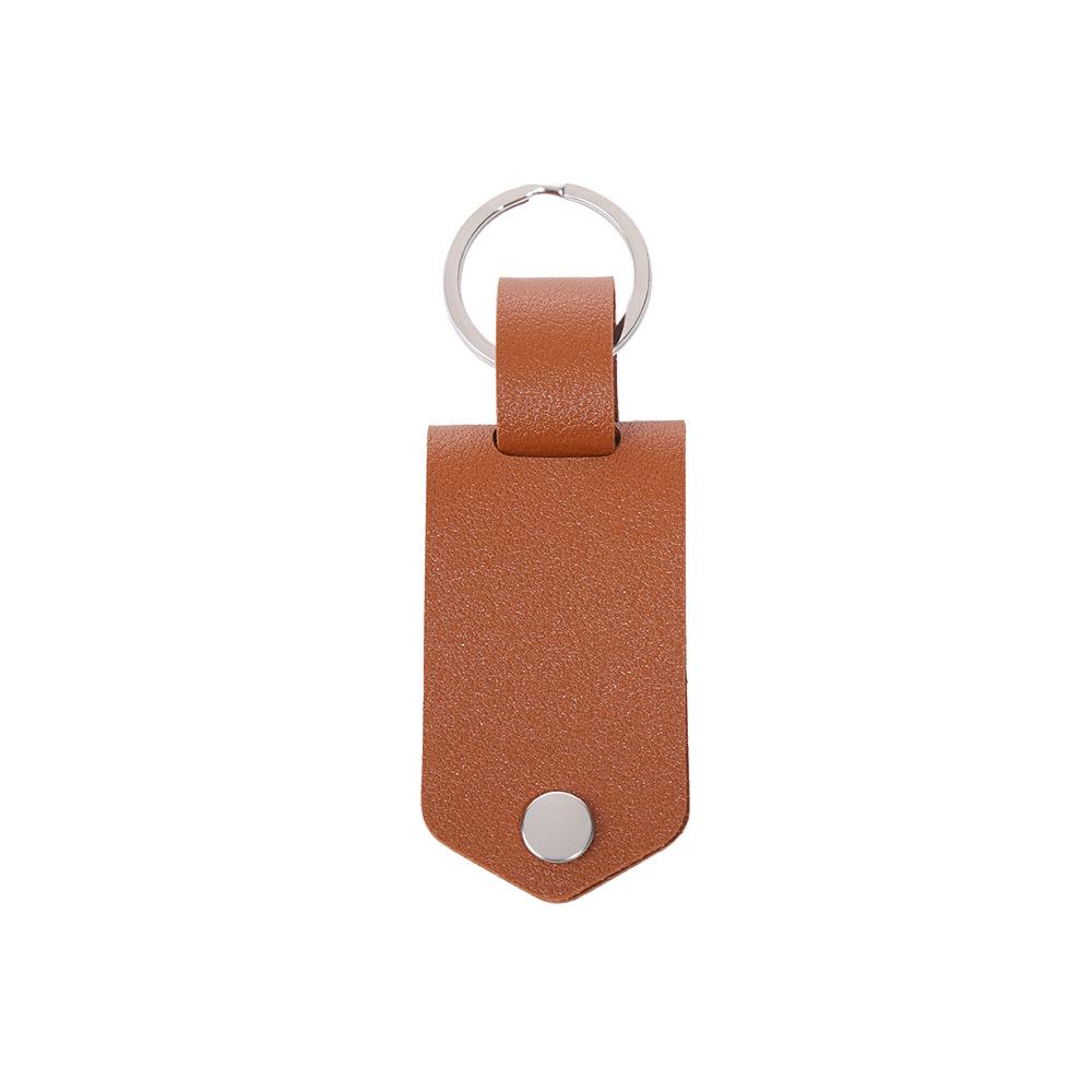 Vintage Leather Keychain with Stainless Steel Pendant