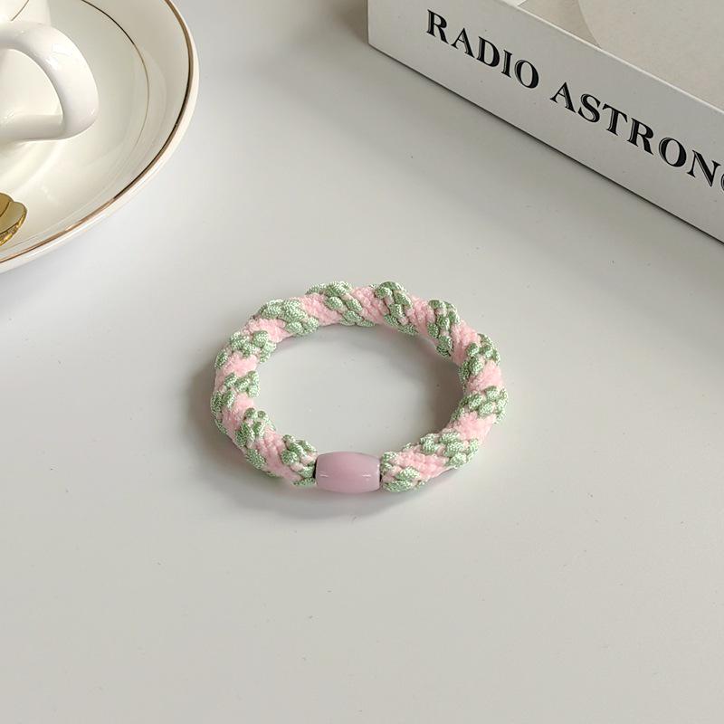 Women’s Cute Candy Color Elastic Braided Hair Ties with Leather Covers