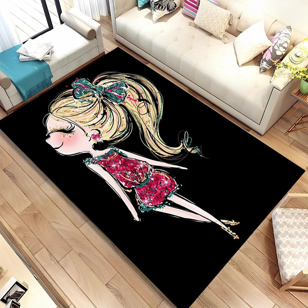 Niedlicher Ballett-Mädchen-Ballerina-Fee-Cartoon-Teppich, Teppich für Zuhause, Wohnzimmer, Schlafzimmer, Sofa, Fußmatte, Dekor, rutschfeste Bodenmatte für Kinder