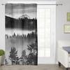 Black And White Fog In Mountains Window Curtains For Living Room Bedroom Luxury Modern Kitchen Curtains Fabric Drapes