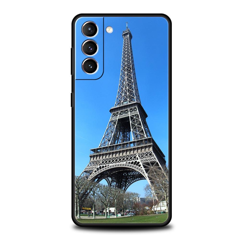 Red Umbrella Eiffel Tower Soft Phone Case For Samsung Galaxy S25 Edge S24 Plus S23 FE S22 S21 S20 Ultra 5G S10 Protect Cover