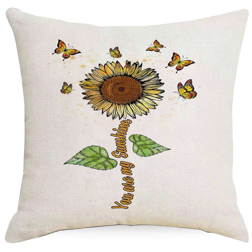 New Retro Summer Sunflower Pillowcase Home Sofa Cushion Pillowcase