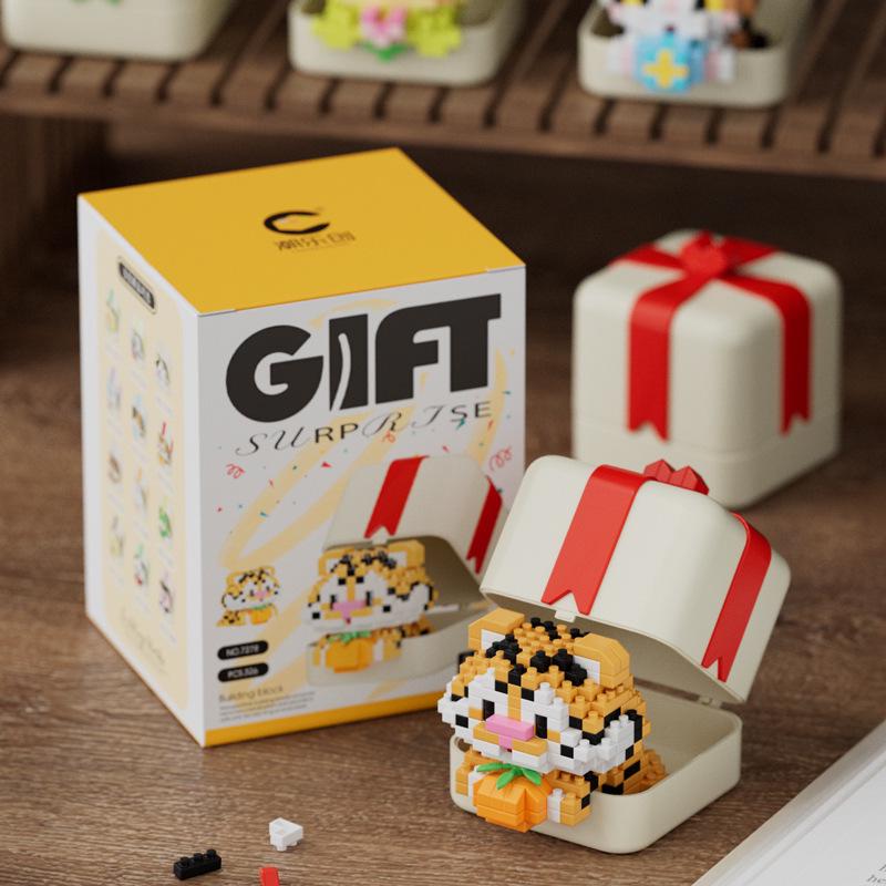 Cute Animal Pendant Set: Panda, Tiger & Rabbit Dolls Compatible with Lego Bricks - Children's Toys Gift Box