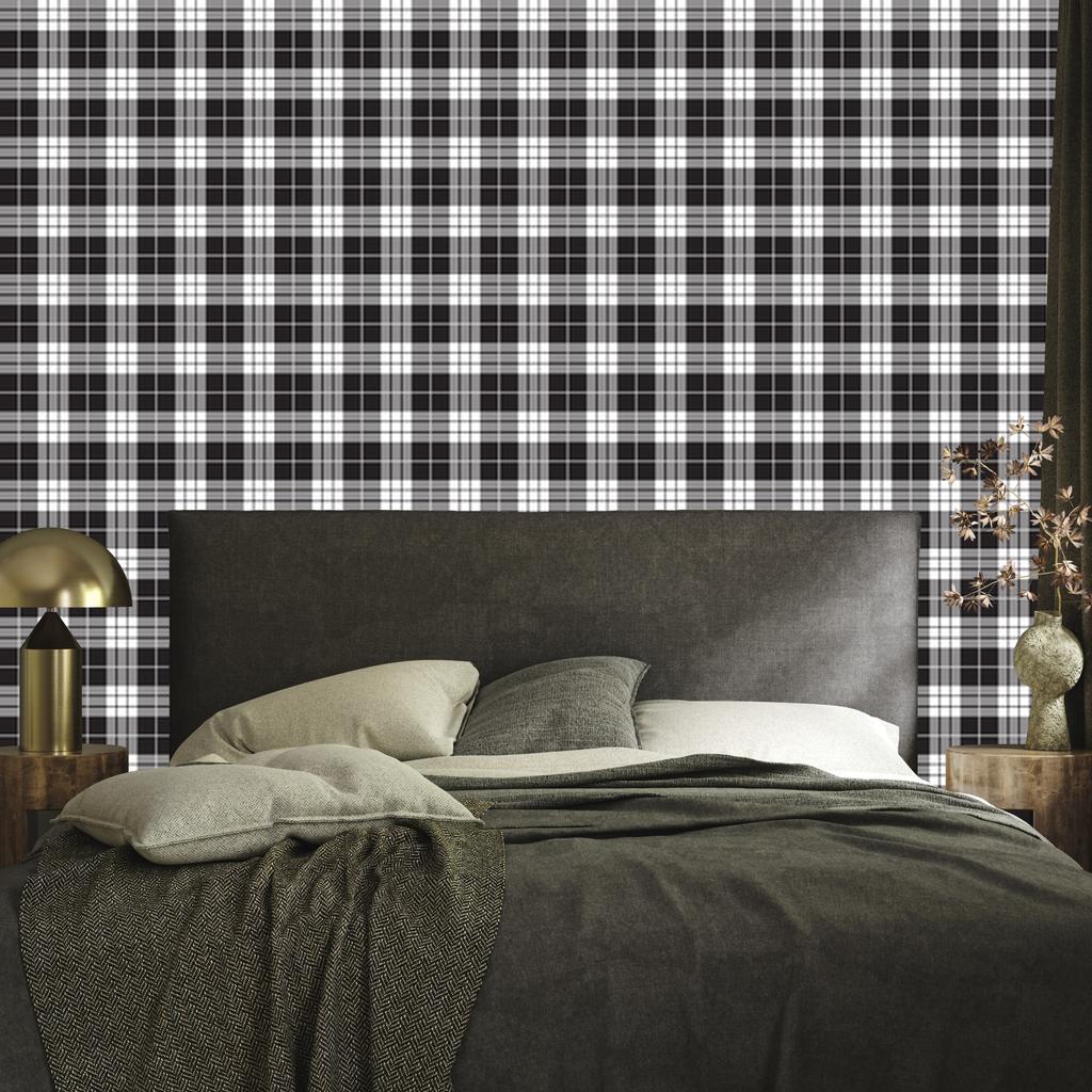 Wallpaper Black and White Checkered Gray for Living Room and Bedroom 50x1000