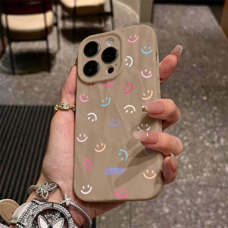 Color smiley face iPhone17promax mobile phone case is suitable for Apple 16promax pleats 14 personalities 15 sets
