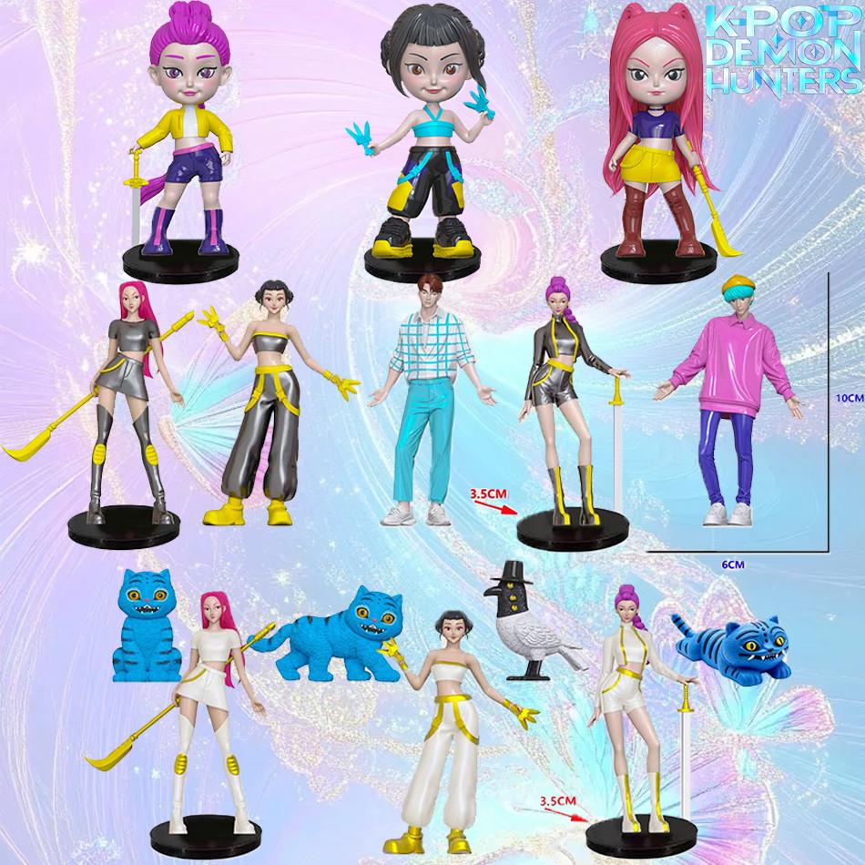 Fashnics Boys Kpop Demon Hunters Figure Huntrix Figure Toy K Pop Demon Hunters Derpys Tiger Rumi Zoey Mira Saja Figure Figurine Ornament