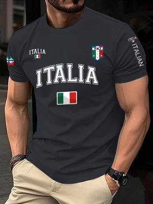 Summer ITALIA Print Print Casual Men'S Clothing Trendy Short-Sleeve Round-Neck Women's T-Shirts Tops Tee
