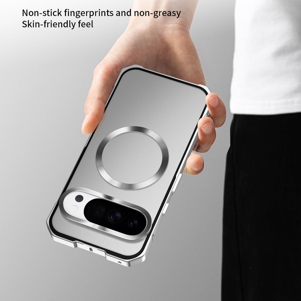 For Google Pixel 10 Pro XL Case Compatible with MagSafe Hard PC Metal Frame Frosted Phone Back Cover