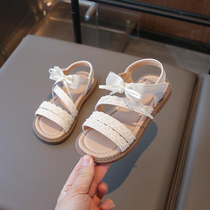 New Summer Sandals for Children, Breathable Beach Shoes, Girls' Sandals with Soft Cowhide Soles, Student Shoes