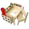 GINGER HOME Adjustable Height Children's Desk with Chair and Organizer, Natural Wood Montessori Table, 77x50x52 Cm