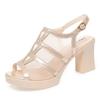 7cm All Match Breathable Mesh Leather Sandals Platform Shoes Summer 2025 Womens Block High Heels Gladiator Sandals Office Mom