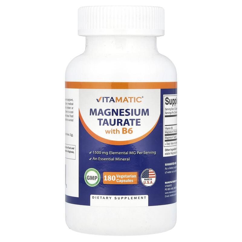 Magnesium Taurate with B6, 180 Vegetarian Capsules
