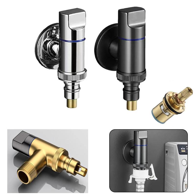 Multi-Function Washing Machine Faucet Brass Water Stop Quick Opening Angle Valve Wall Mounted G1/2 Water Stop Clip Triangle Valv colore grigio