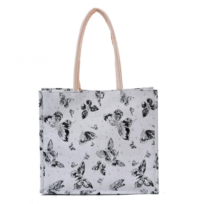 Summer New Literary and Artistic Style Texture Small Fresh Butterfly Printing Large Capacity Casual Shoulder Armpit Tote Bag