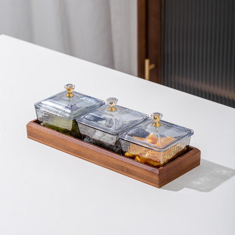 MY Divided Glass Bowl Snack Tray Set