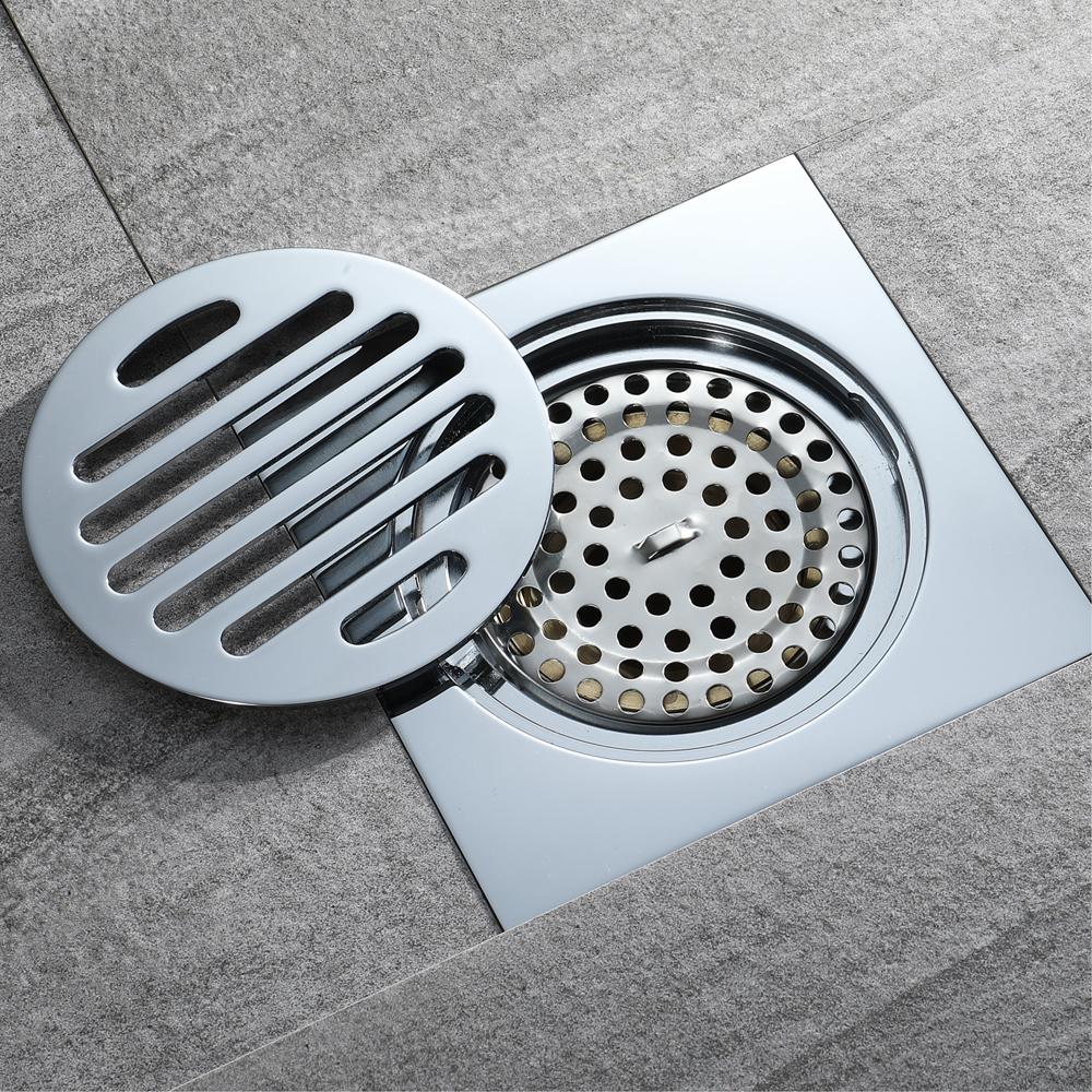 HIDEEP Bathroom Accessories 5 Inch Brass Chrome Odor-resistant Floor Drain
