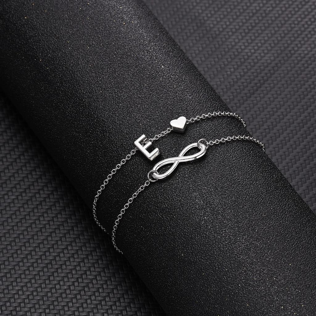 A-Z Letter Initial Anklet For Women Silver Color Initial Heart Anklet Bracelet Leg Chain Beach Party Travel Foot Jewelry