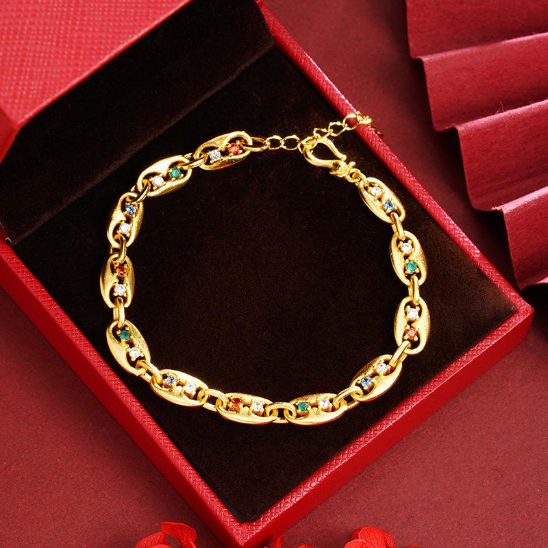 Bracelet Style Pig Nose Bracelet Women s Light Luxury Bracelet European and American Luxury High-end One Size(16-22CM)