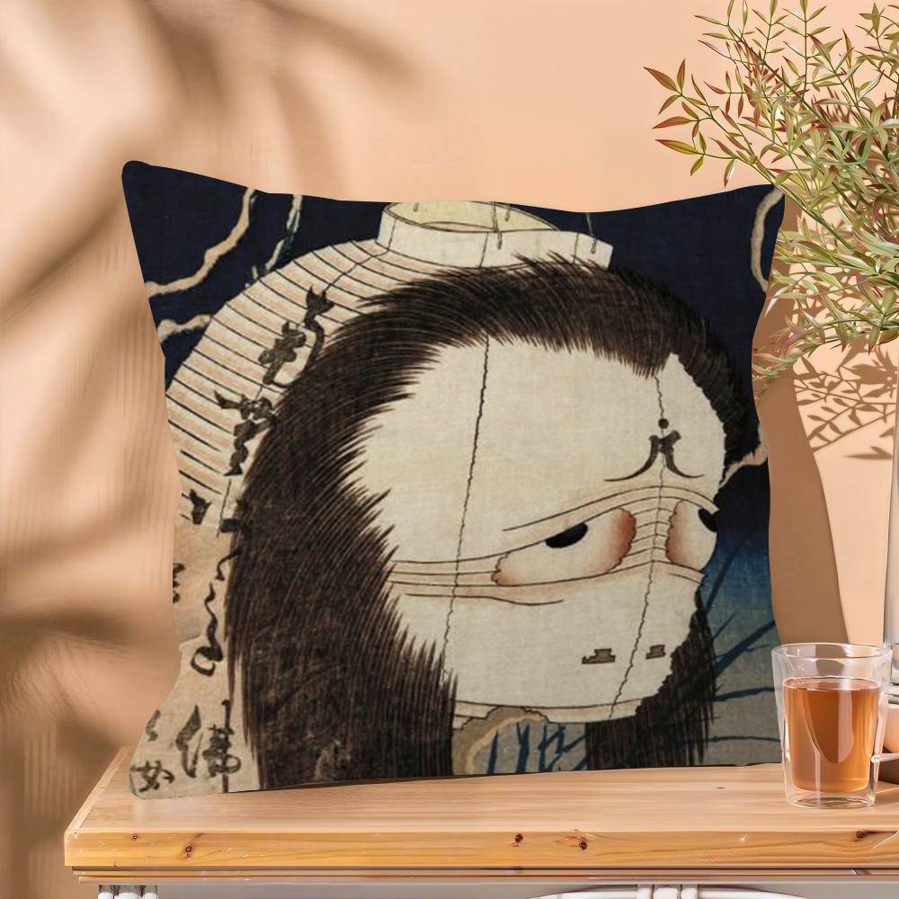Vintage The Great Wave Katsushika Hokusai Office Cushion Pillowcase Car Cushion Cover45X45CM Lumbar Pillowcase Sofa Pillowcover