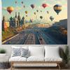2D European City Backdrop Moscow Cathedral with Colorful Hot Air Balloons Party Photo Background
