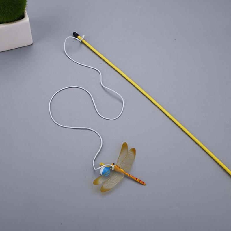 Interactive Cats Teaser Wand Toy With Bells Realistic Dragonflies Design For Kitten Playtimes And Exercise Stick Gift