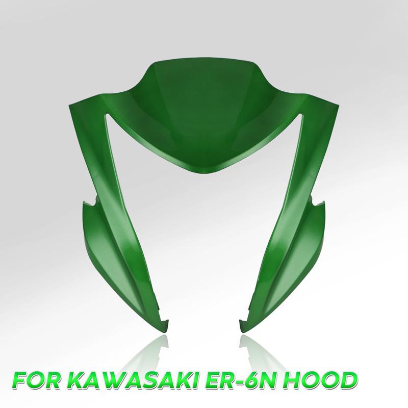 Headlight Fairing Cover Windshield Plastic Headlight Protector Fairing Windshield Fits For ER6N 2012-2016, Black, Green
