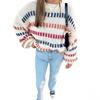 Womens Round Neck Color Block Knit Sweater Soft Comfortable Daily Commute Fashion Top
