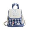 Cartoon Checkered Bunny Pattern Sweet Style Nylon Lightweight Girl Backpack