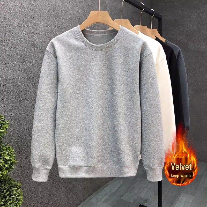 Men's Plus Size Anti-Pilling Fleece Hoodie, Loose Fit, Versatile Round Neck, Trendy Autumn/Winter Outerwear for Larger Sizes.