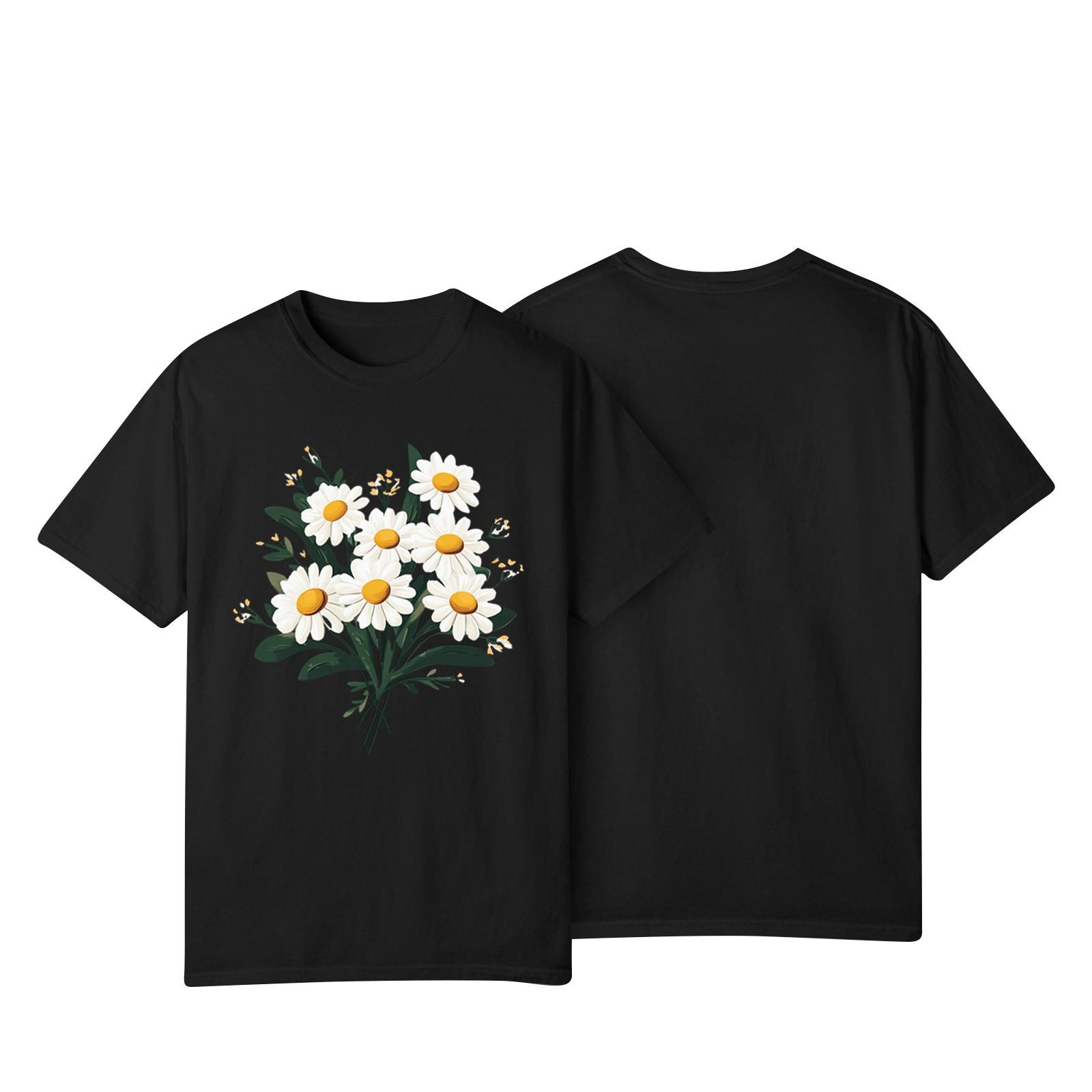 

Женская повседневная футболка с принтом подсолнухов Street Slim Fit с коротким рукавом XXL чёрный