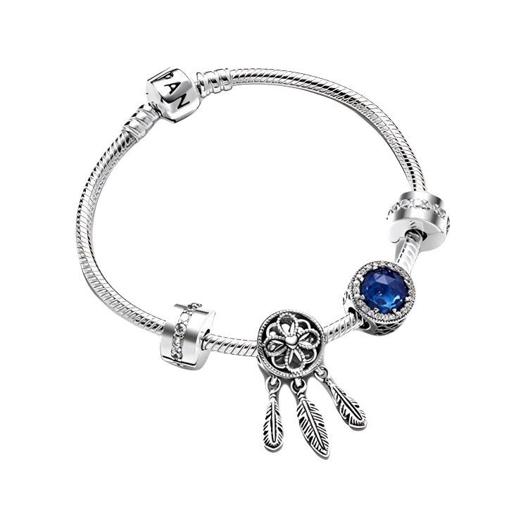 Pandora Dream Come True 925 Silver Glass Cubic Zirconia Bracelet Women bracelet ZT1330 Box,20,Silver