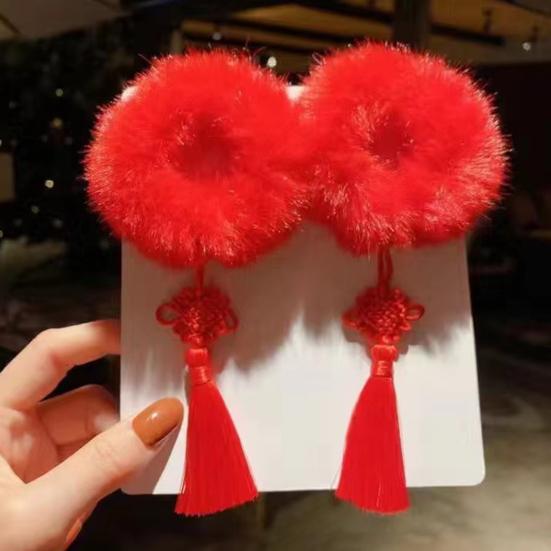 Scrunchies pentru păr Cadouri roșii Elasticitate ridicată Adorabil Anul Nou Chinezesc Legături de păr pentru copii