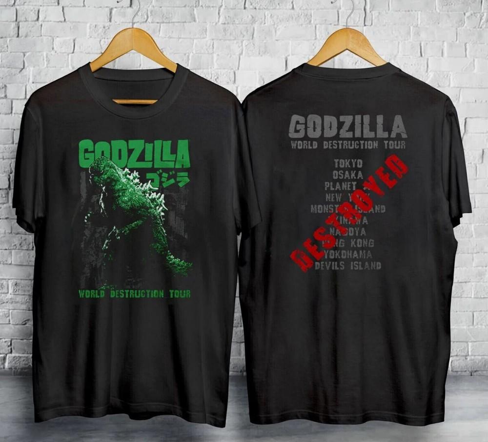 Футболка Godzilla World Destruction Tour Лицензированная Поп-культура Фильм S-5XL Двусторонняя Унисекс Футболка S