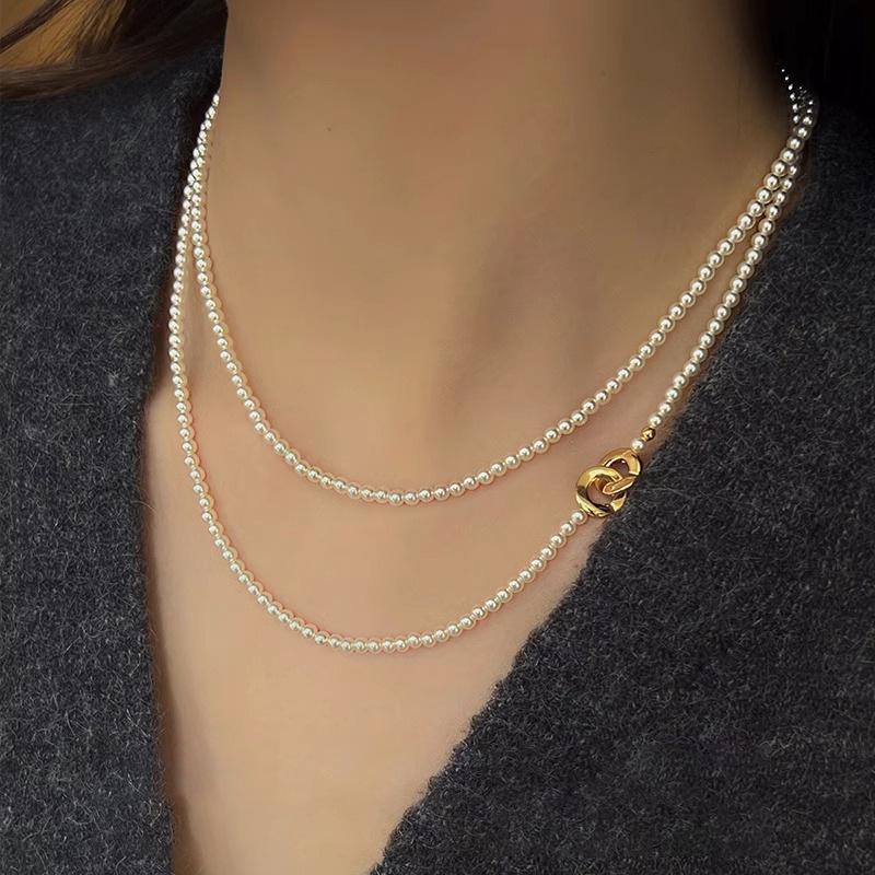 Xiaomi Chic Pearl Double-Layer Necklace - Women's Autumn/Winter Sweater Chain Accessory