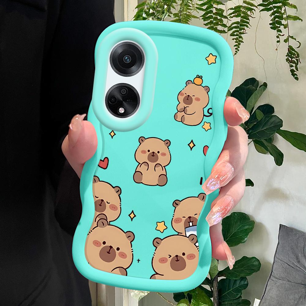 

Окрашенный узор Big Wave Edge Мягкий силиконовый материал Macaron чехол для телефона противоударный защитный резиновый чехол для OPPO Reno Realme Realme 11 Pro+ 5G синий