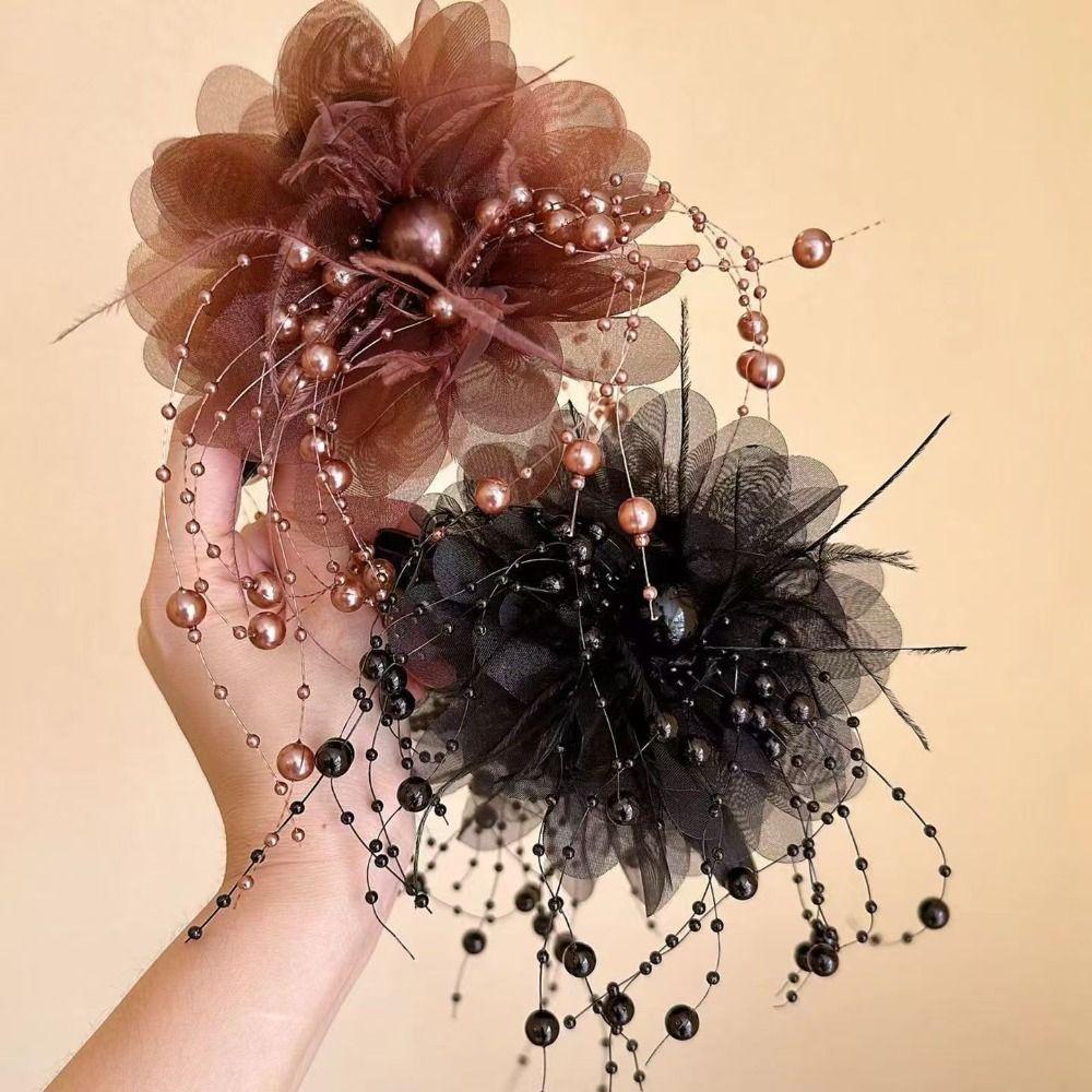 Tassel Hair Claw Peony Flower Hair Accessories Elegant Crab Hair Clips  Women