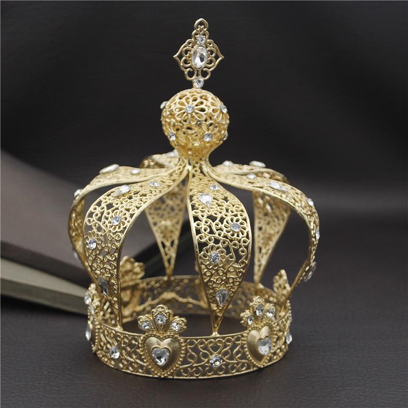 Popular Baroque Vintage Royal King Diadem Prom Party Male Cake Party Prom Wedding Hair Jewelry Man Crown Round