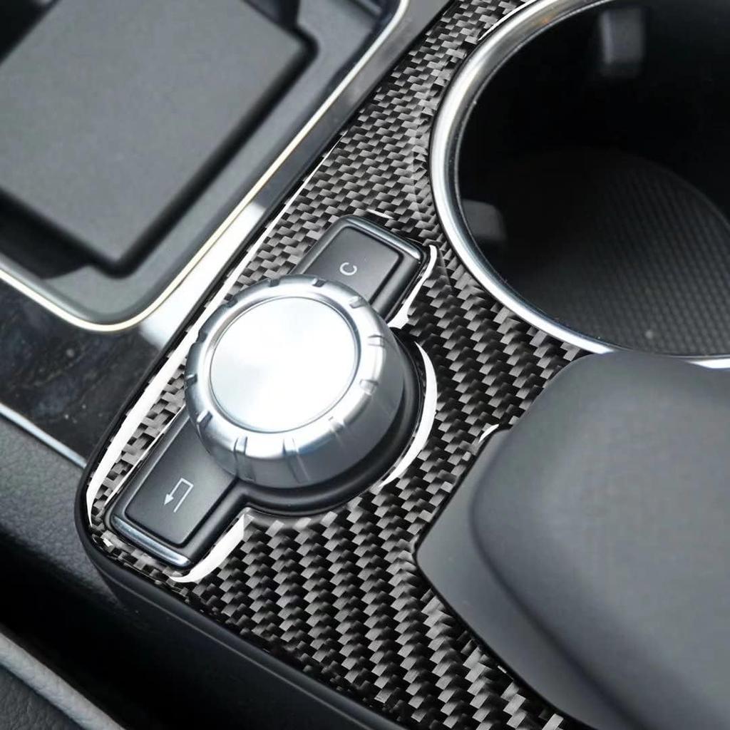 Carbon Fiber Central Console Armrest Water Cup Holder Frame Cover Trim for Mercedes-Benz C-Class W204 C180 C200 C250 Coupe Sport C300 C63 AMG