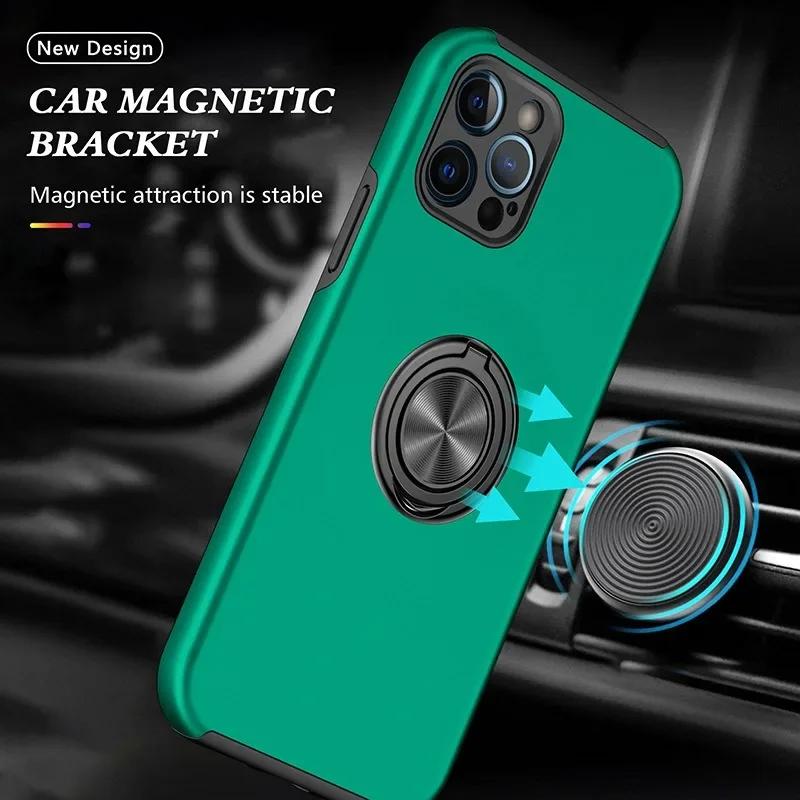 Magnetic Ring Holder Phone Case for IPhone 13 12 Mini 16 15 14 11 Pro Max XS X XR 7 8 Plus Plastic Hard Shell Shockproof Cover