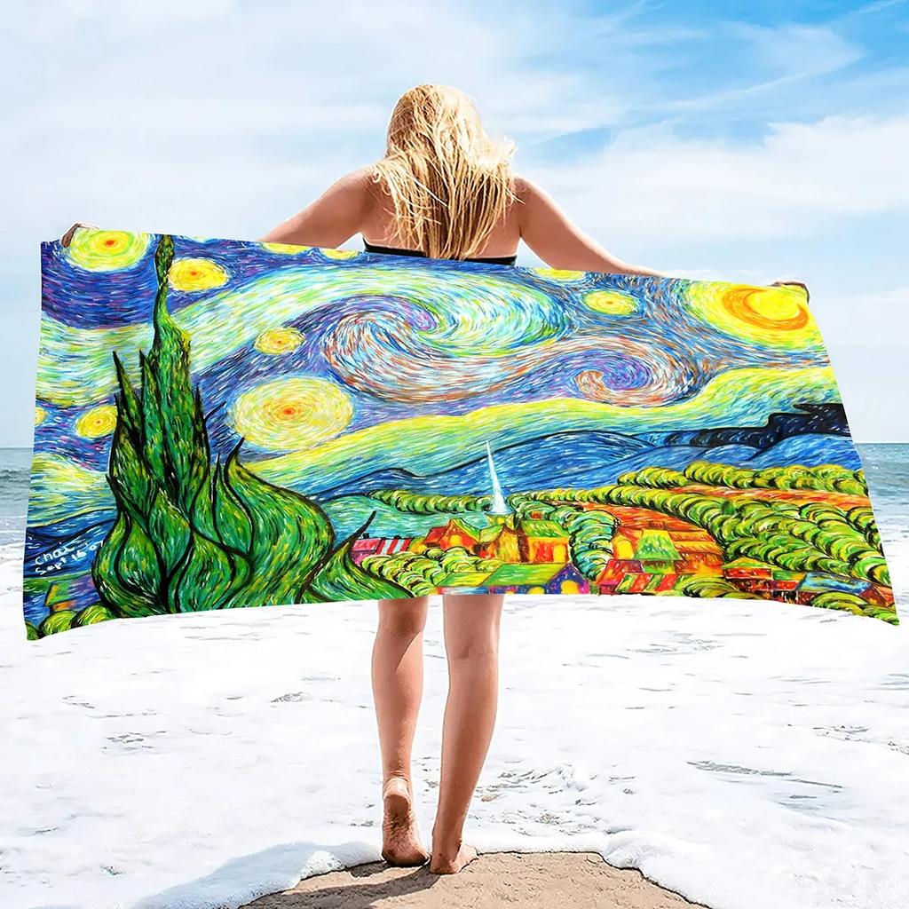 Starry Night Sand Free Beach Towels Absorbent Oversized Bath Towel Large Size Hand Towels for Swimming Bathroom Pool