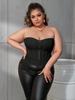 Rose Beauty A  Plus Hook And Eye Front Lace Up Open Back Overbust Corset Bustier Body Shaper Clubwear Crop Tube Top