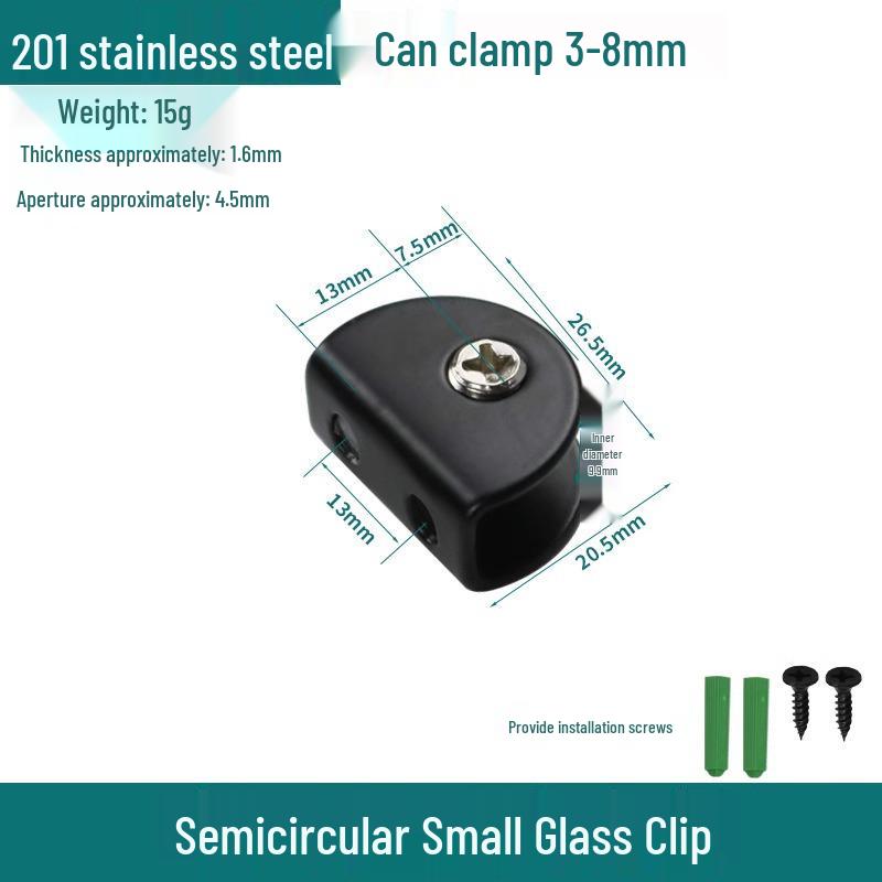 304 Stainless Steel Semicircular Glass Shelf Holder Clip