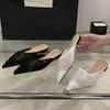 Fashion Luxury Mesh Pearl Flat Sandals Women Bling Pointed Toe Designer Brand Sandals Shoes Fashion Elegant Comfortable Non-slip Mules