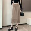 Frühling Sommer Damenbekleidung Einfarbig Elastischer Hoher Bund Lässig Quaste Raffungen Figurbetont Allround-Trend Knie Röcke