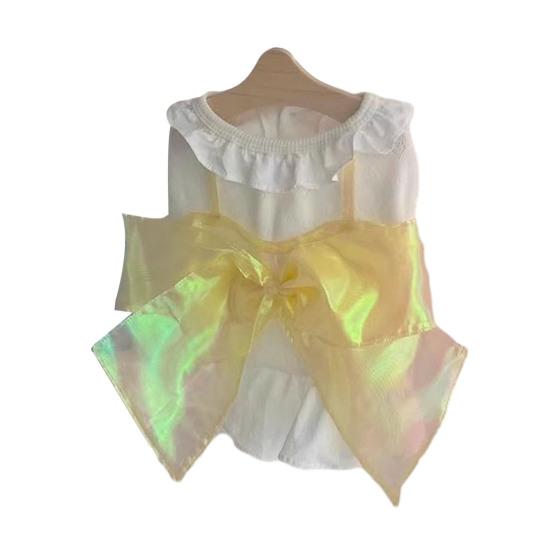 

Платье для собак с большим бантом, платье принцессы для девочек, летний наряд без рукавов для маленьких и средних собак и кошек S жёлтый