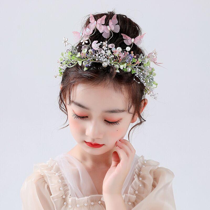Children's hair accessories super fairy Mori girls performance Korean dress fresh butterfly crown girl birthday photo accessories