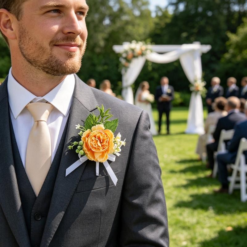 Simulated Rose Wrist Corsage Artificial Rose Wedding Boutonniere for Groom Bridesmaid Wedding Bridal Showers Proms