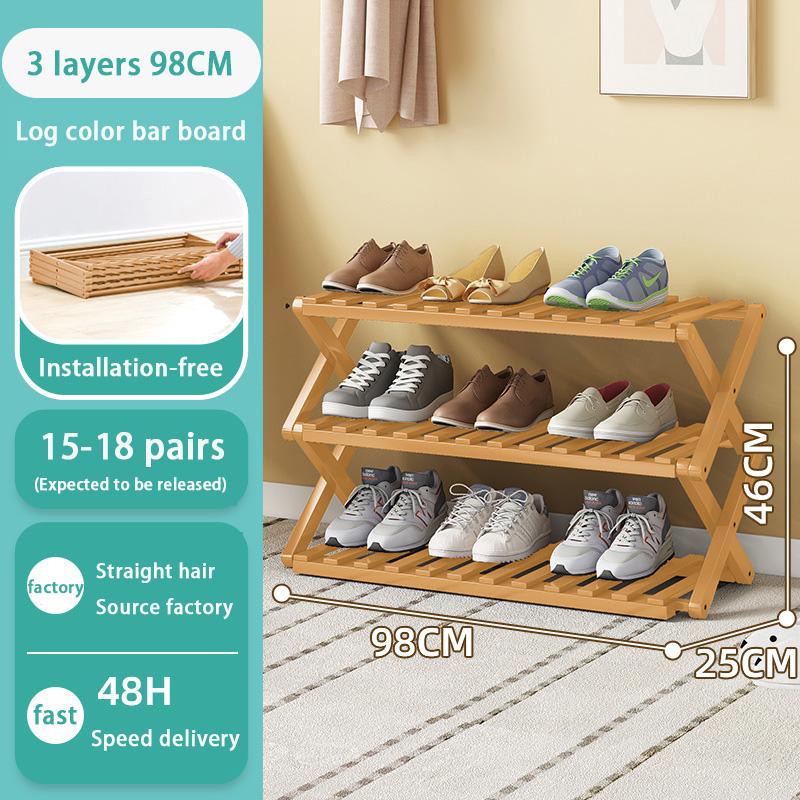 Folding Shoe Rack Multi-tier Shoe Rack for Entryway Balcony Potted Plant Shelves Simple Assembly Shoe Rack Make Of Bamboo
